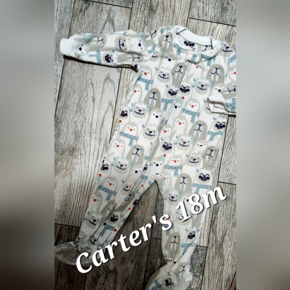 2 Penguin/Winter Animal Carter's Fleece Sleepers 18/24m - Picture 3 of 6